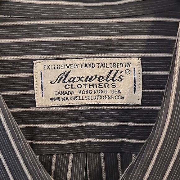 Maxwell's Clothiers exclusively hand tailored black pinstripe shirt. - Picture 2 of 9